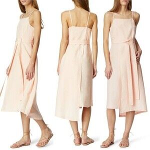 Habitual Linen Cotton Blend Wrap Midi Dress In Spanish Vanilla Size 2 ( no belt)